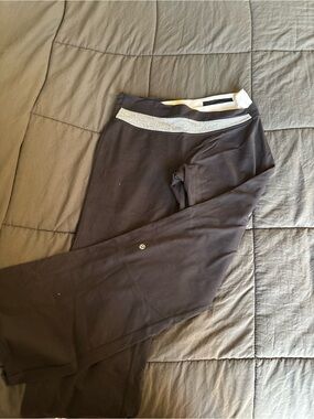 lululemon athletica Black Leggings with Silver Waistband Detail Astro pants